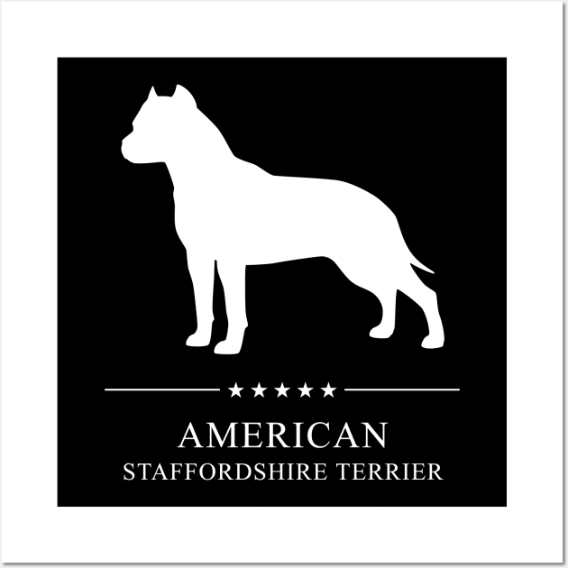 American Staffordshire Terrier Dog White Silhouette Wall Art by millersye